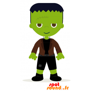 Mascot of the Frankenstein monster. green monster - MASFR029989 - 2D / 3D mascots