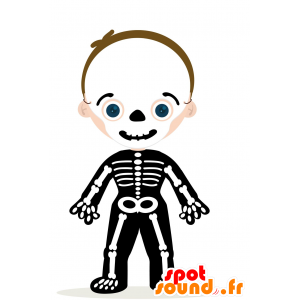 Barnmaskot förklädd som ett skelett. Halloween maskot -