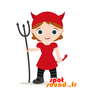 Mascot dressed in red devil girl - MASFR029991 - 2D / 3D mascots
