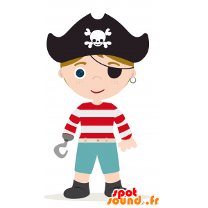 Boy mascotte, bambino, vestito pirata - MASFR029993 - Mascotte 2D / 3D