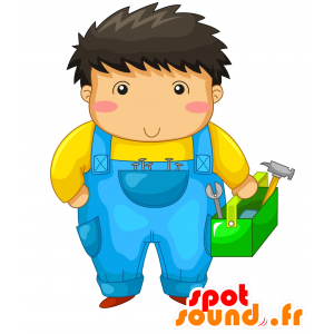 Kinder Maskottchen Handwerker mit blauen Overalls - MASFR029995 - 2D / 3D Maskottchen