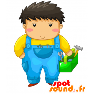 Handyman mascote criança com macacão azul - MASFR029995 - 2D / 3D mascotes