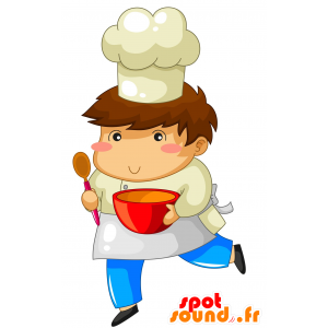 Cook mascotte con un grembiule e cappello da cuoco - MASFR029997 - Mascotte 2D / 3D