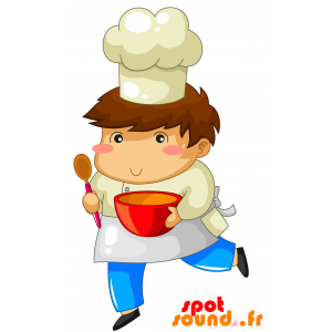 Cozinhe Mascot com um avental e chapéu de chef - MASFR029997 - 2D / 3D mascotes