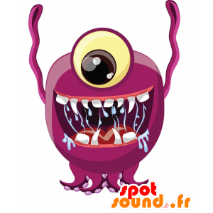 Vaaleanpunainen hirviö maskotti ja pyöreä, erittäin vaikuttava - MASFR030000 - Mascottes 2D/3D