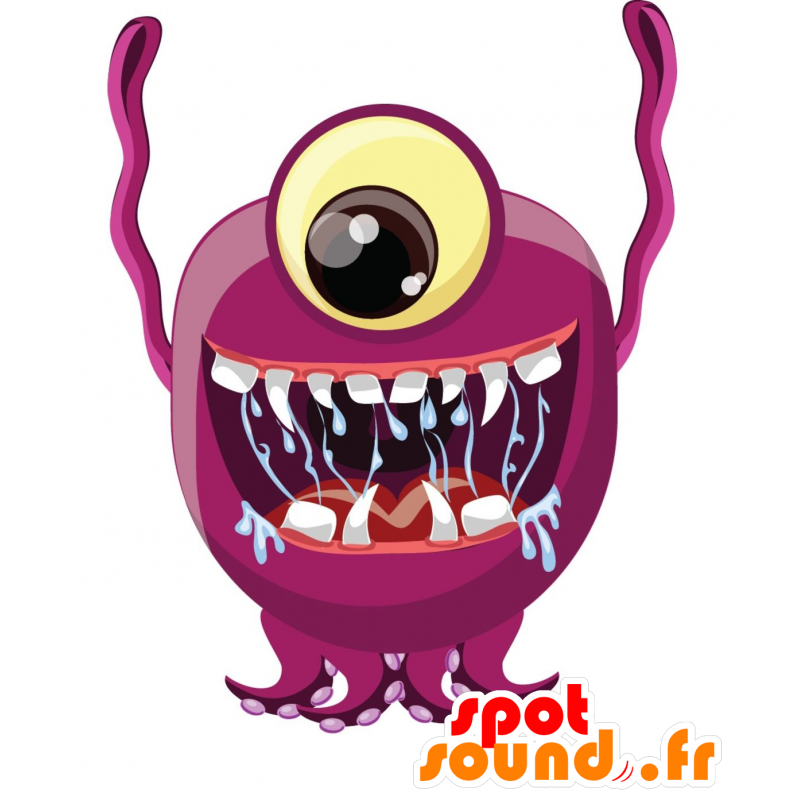 Rosa monster maskot og rund, veldig imponerende - MASFR030000 - 2D / 3D Mascots