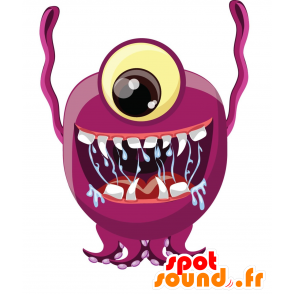 Mostro rosa mascotte e rotondo, molto impressionante - MASFR030000 - Mascotte 2D / 3D