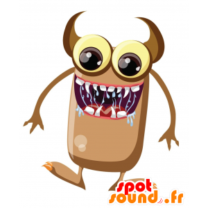 Maskot beige monster med horn - Spotsound maskot kostume