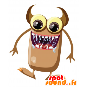Mascot beige monster with horns - MASFR030001 - 2D / 3D mascots