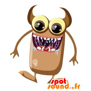 Maskot beige monster med horn - Spotsound maskot