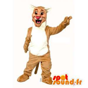 Brun og hvid tiger kostume - Spotsound maskot kostume