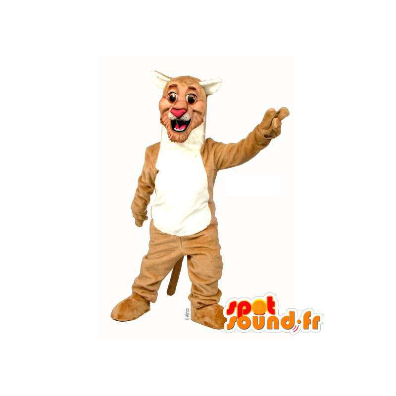 Brun og hvid tiger kostume - Spotsound maskot kostume