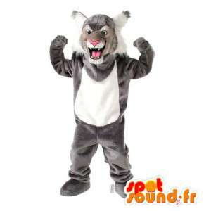 Grå og hvid tigermaskot - Spotsound maskot kostume