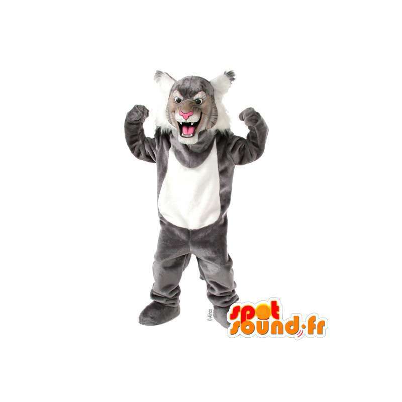 Mascot of gray and white tiger - MASFR007544 - Tiger mascots