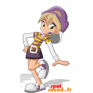 Mascote adolescente, loira, colorido - MASFR030013 - 2D / 3D mascotes
