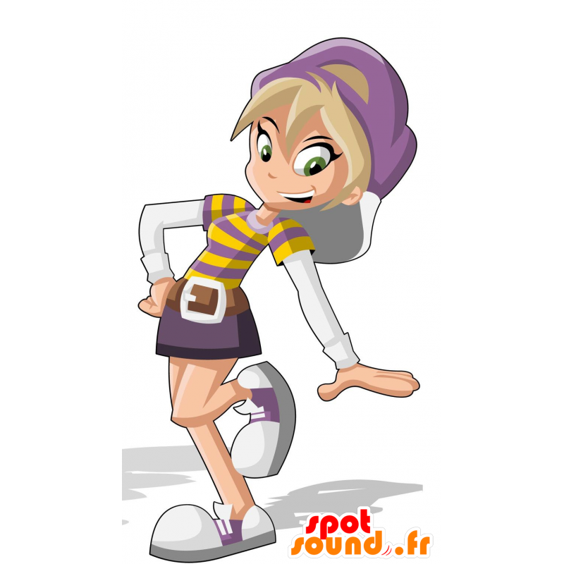 Mascotte adolescente, bionda, colorato - MASFR030013 - Mascotte 2D / 3D