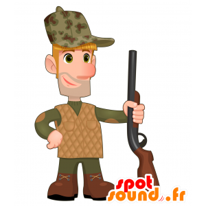 Hunter mascotte. Man Mascot hout - MASFR030016 - 2D / 3D Mascottes