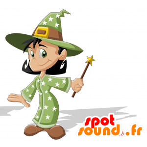 Mascotte de fée, de magicienne, avec un chapeau pointu - MASFR030019 - Mascottes 2D/3D