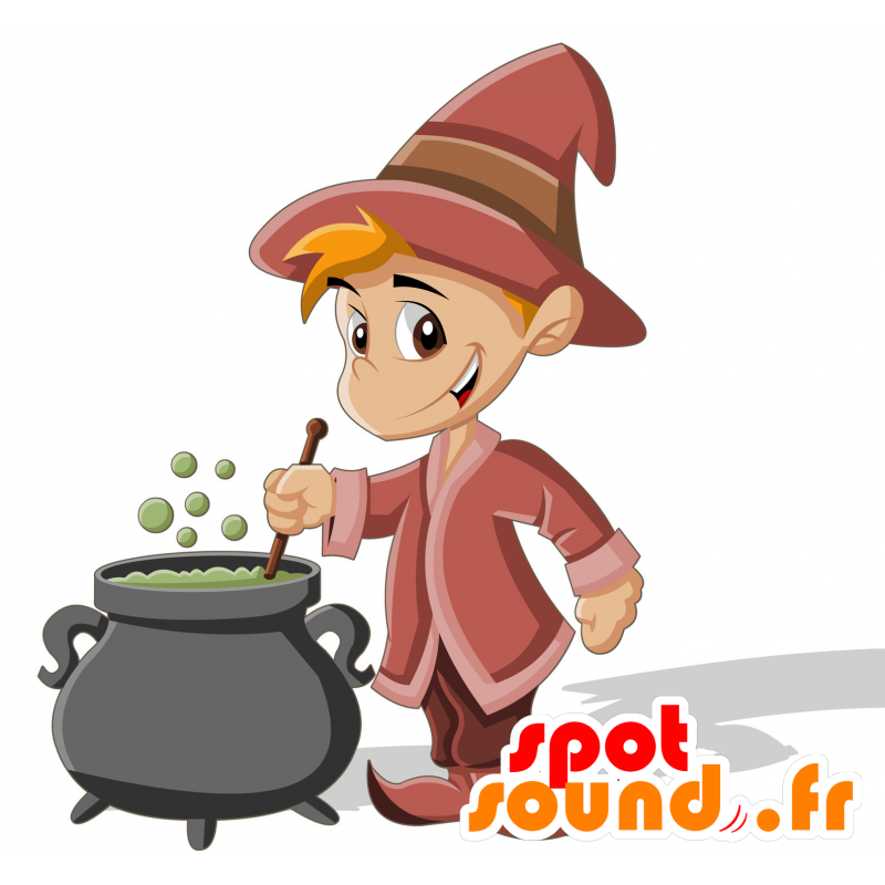 Mascotte de jeune sorcier. Mascotte d'apprenti sorcier - MASFR030020 - Mascottes 2D/3D