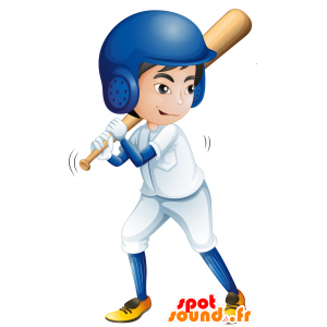 Baseball-Spieler-Maskottchen mit blauen Helm - MASFR030024 - 2D / 3D Maskottchen