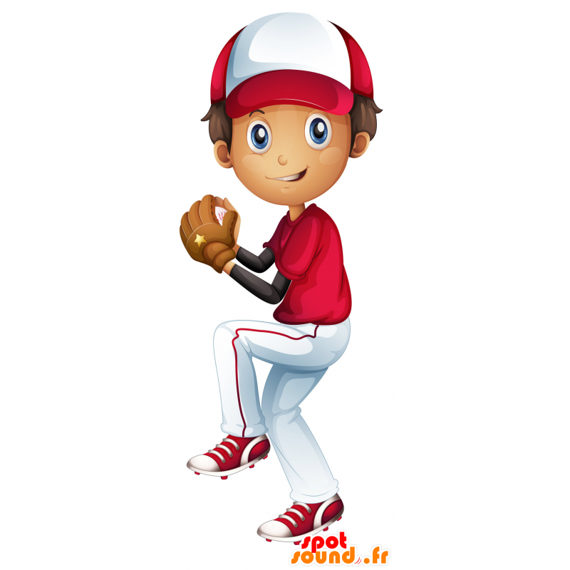 Giocatore di baseball mascotte con un tappo - MASFR030025 - Mascotte 2D / 3D