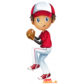 El jugador de béisbol de la mascota con un casquillo - MASFR030025 - Mascotte 2D / 3D