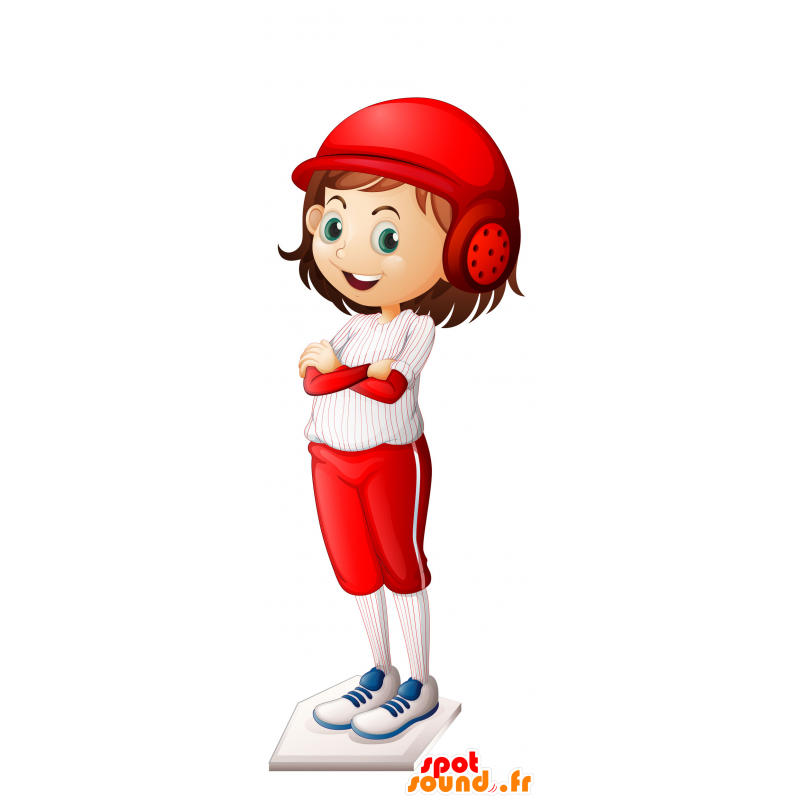 Giocatore di baseball mascotte con un casco rosso - MASFR030026 - Mascotte 2D / 3D