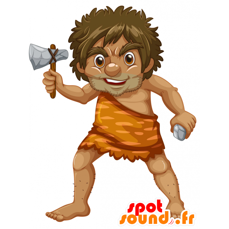 La mascota del hombre prehistórico. cavernícola en Mascotte 2D / 3D Cambio  de color Sin cambio Tamaño L (180-190 cm) Croquis antes de fabricar (2D) No  ¿Con la ropa? (si está presente