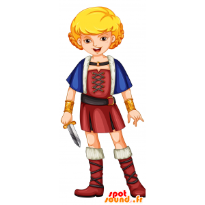 Mascot strijder, Viking blonde vrouw - MASFR030033 - 2D / 3D Mascottes