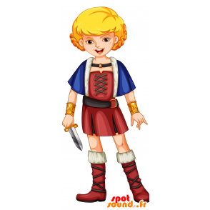 Mascote guerreiro, Viking mulher loira - MASFR030033 - 2D / 3D mascotes