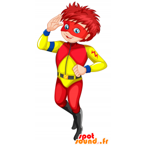 Niño de la mascota de superhéroes con un traje de colores - MASFR030034 - Mascotte 2D / 3D