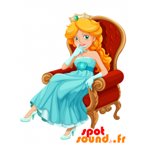 Mascot schöne blonde Prinzessin, charmant und bunt - MASFR030036 - 2D / 3D Maskottchen