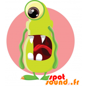 Mascotte de monstre vert avec une grande bouche - MASFR030038 - Mascottes 2D/3D