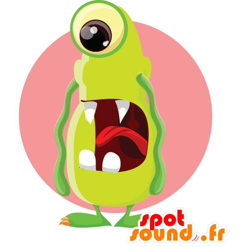 Mascota monstruo verde con una boca grande - MASFR030038 - Mascotte 2D / 3D