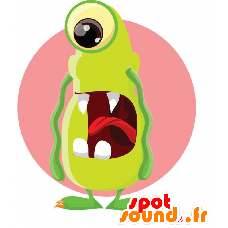 Mascotte de monstre vert avec une grande bouche - MASFR030038 - Mascottes 2D/3D