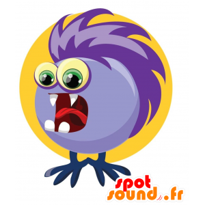 Mascot paarse monster rond en onderhoudend - MASFR030039 - 2D / 3D Mascottes