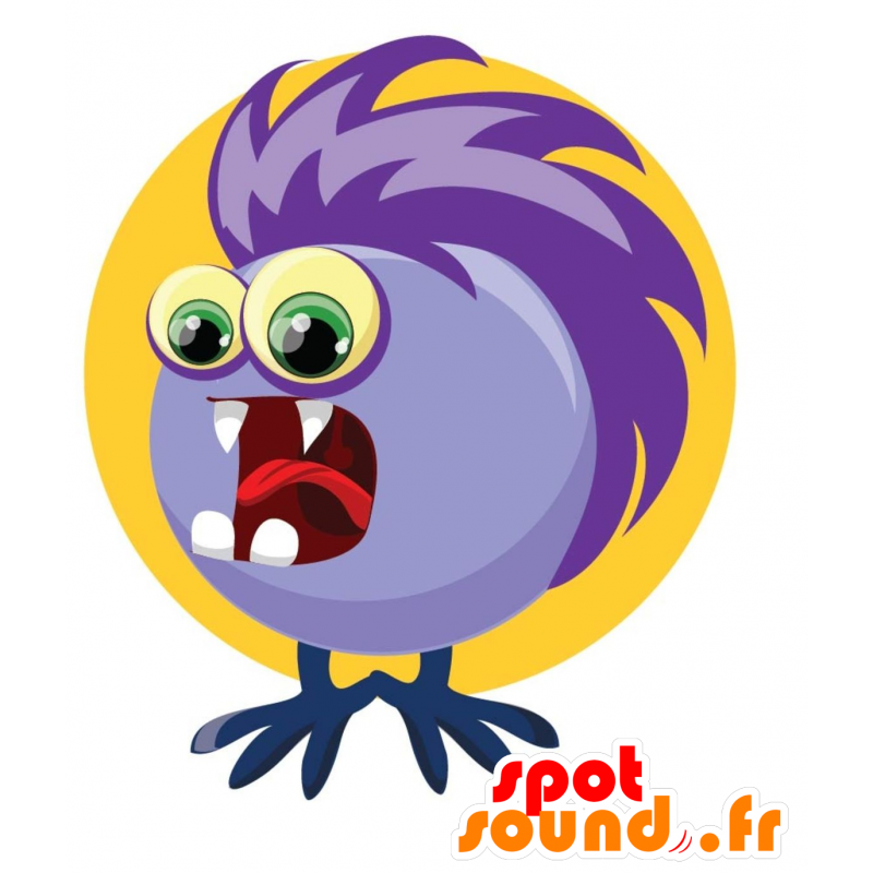 Mascot purple monster round and entertaining - MASFR030039 - 2D / 3D mascots