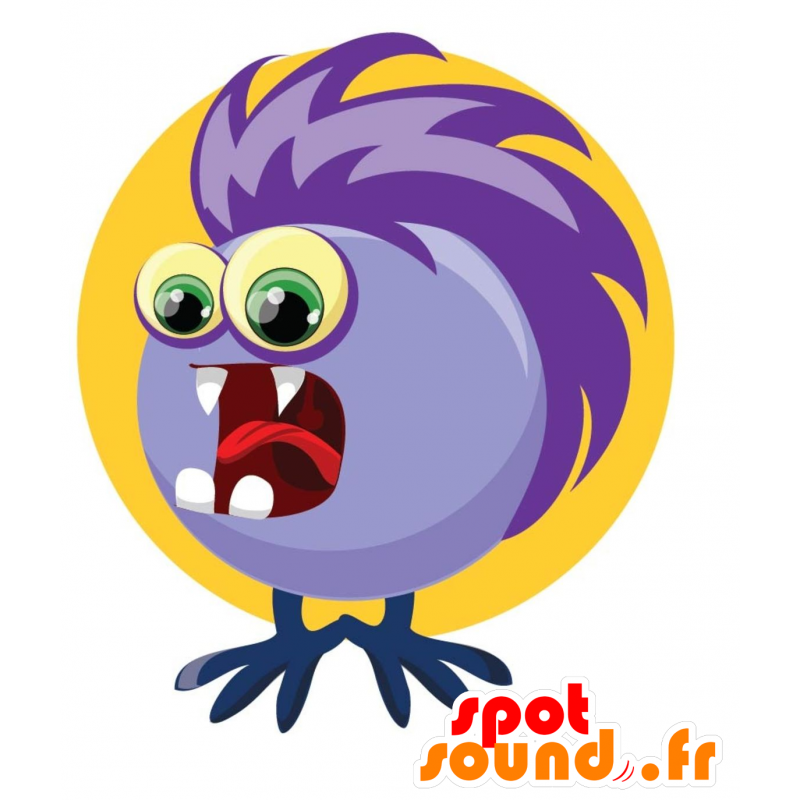 Mascot paarse monster rond en onderhoudend - MASFR030039 - 2D / 3D Mascottes