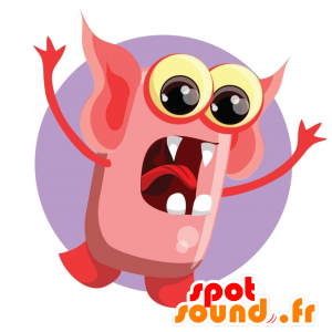 Red Monster Mascot with bulging eyes - MASFR030040 - 2D / 3D mascots