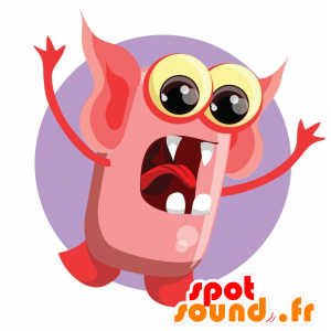 Rote Monster-Maskottchen mit wulstige Augen - MASFR030040 - 2D / 3D Maskottchen
