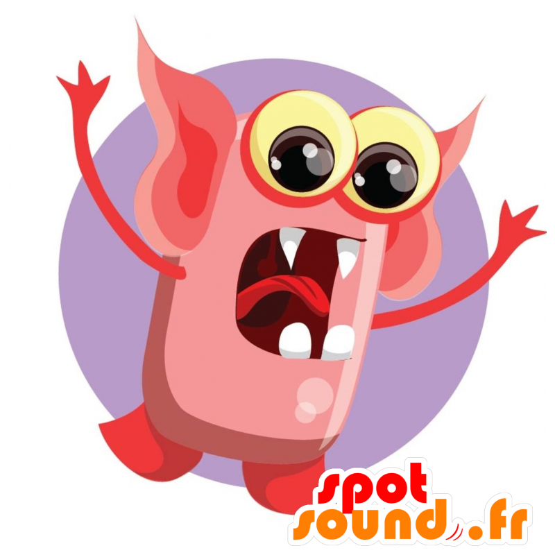 Red Monster Mascot with bulging eyes - MASFR030040 - 2D / 3D mascots