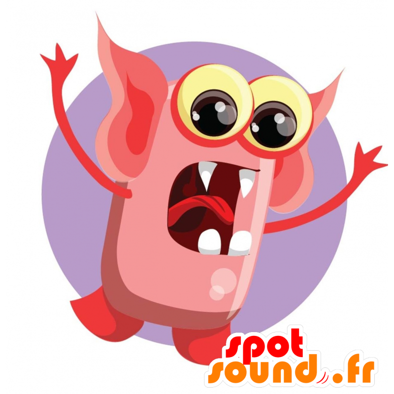 Punainen Monster Mascot pullistuneet silmät - MASFR030040 - Mascottes 2D/3D