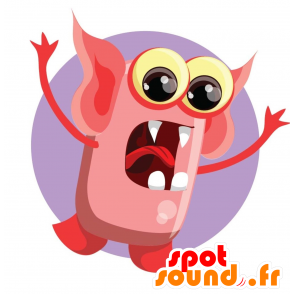 Czerwony potwór Mascot z wybrzuszenia oczy - MASFR030040 - 2D / 3D Maskotki