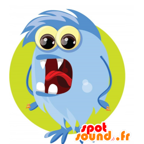 Azul mascota monstruo con ojos amarillos - MASFR030041 - Mascotte 2D / 3D