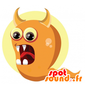 Orange monster maskot med horn - Spotsound maskot kostume