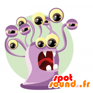 Paarse mascotte monster met tentakels - MASFR030043 - 2D / 3D Mascottes