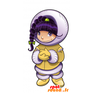 Mascotte femminile, Eskimo con un grande cappotto - MASFR030051 - Mascotte 2D / 3D