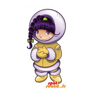 Nainen maskotti, Eskimo isolla takki - MASFR030051 - Mascottes 2D/3D