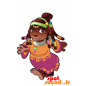 Mascotte de femme africaine, très colorée - MASFR030052 - Mascottes 2D/3D