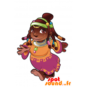 Afrikansk kvinnamaskot, mycket färgrik - Spotsound maskot